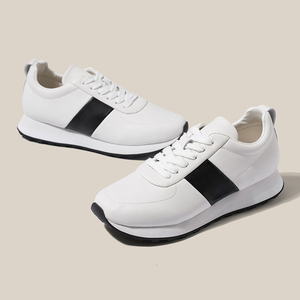 Chaussures de golf pour hommes en cuir premium, grandes tailles, respirantes, style sportif, à lacets, rehaussantes pour le quotidien et la mode - Product Image 4