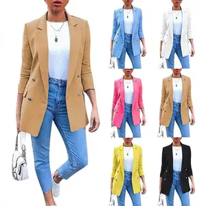 Atacado casacos blazers mulheres-Outono Novos Blazers Mulheres Chic Blazer Moda Escritório Blazers Lady Brasão Suit Casacos Tops Plus Size