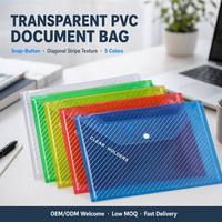 Porte-documents transparent en PVC A4 Kaplo, pochette pour documents imperméable avec bouton pression pour l'école et le bureau, fermeture à bouton