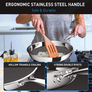 Sartén Antiadherente de Acero Inoxidable con Diseño de Panal, 5 Capas, Apta para Horno hasta 260°C, Libre de BPA, Compatible con Inducción y Gas, para una Cocina Saludable - Product Image 5