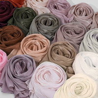 Écharpe longue en crêpe respirante pour femmes, fil léger et brillant, hijab musulman, hijab malaisien, hijab arabe fin, hijab sax, écharpe musulmane