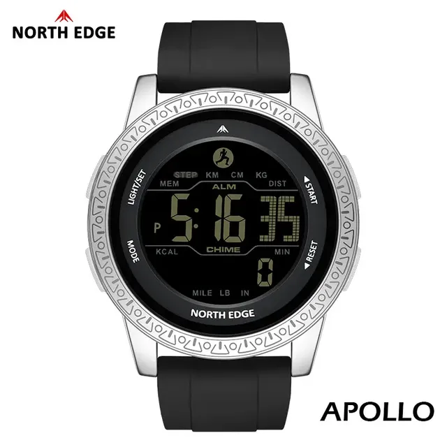 NORTH EDGE APOLLO Luxury Men Women Digital Watch Waterproof 50M Sports Dual Time Pedometer Alarm Clock Couple Montre Pour Homme