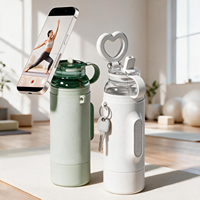 Bouteille d'eau magnétique anti-fuite en acier inoxydable N52 avec support de téléphone et paille, avec étui (sans AIRTAG)