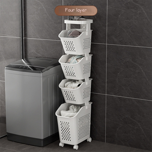 Nhà lưu trữ tổ chức Snack phân loại xe đẩy công suất lớn lưới bẩn quần áo Organizer Nhựa Giặt giỏ hàng - Product Image 6