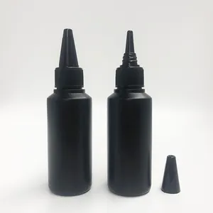 Opak siyah 60ml / 2oz dövme yağ mürekkep şişesi, plastik 60ml sıvı mürekkep damlalık şişe dövme şişe konteyner flakon