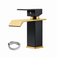 Robinet de lavabo doré brossé salle de bain mélangeur de bain robinet d'évier cascade
