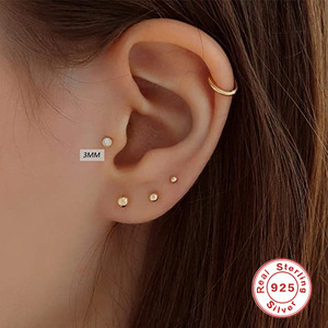S925 Sterling <b>Silver</b> <b>Stud</b> Earrings European and American Fashion Simple Earrings 3 Sets of Diamond Set Mini <b>Stud</b> Earrings - Product Image 3