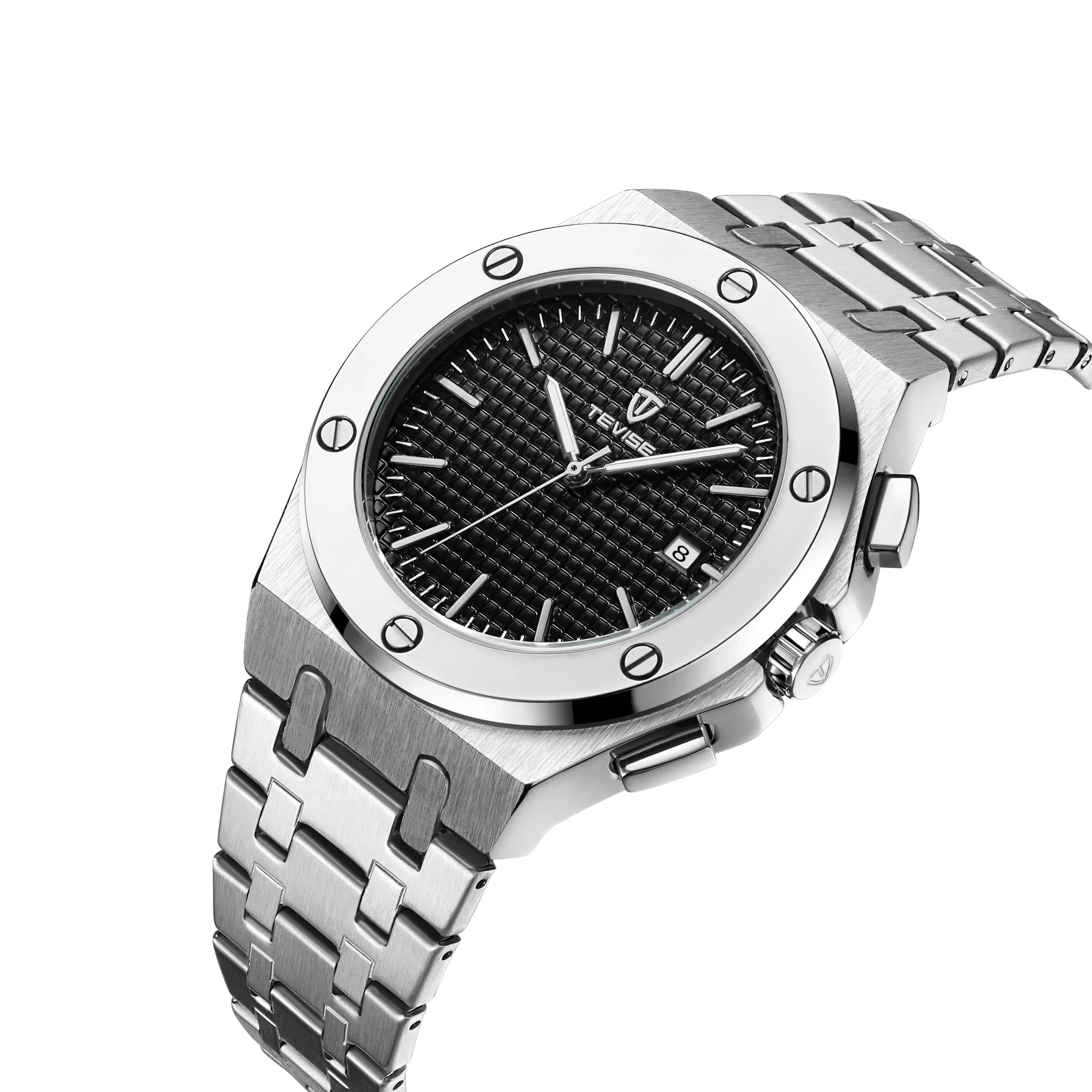 guangzhou watch factory tevise 830 relogio auto luxury brand wristwatches custom logo rose gold men