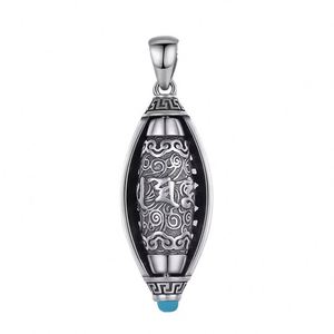 Collar con Colgante de Tubo de Sutra Giratorio de Seis Caracteres de la Verdadera Realidad para Hombre, Estilo Retro, Atrae la Suerte - Product Image 6