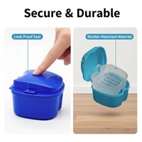 Boîte de rangement pour prothèses dentaires et appareils orthodontiques, avec panier de nettoyage et couvercle étanche