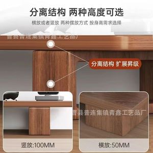 Wooden Monitor Stand <b>Desktop</b> <b>Shelf</b> Solid Wood Single Layer For Computer Office Desk Storage Rack - Product Image 3