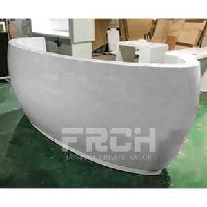 Modern Oval Shaped Salon <span class=keywords><strong>Desk</strong></span> Rodada Recepção Recepção Custom Made Recepção com Luz LED - Product Image 3