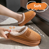Pantoufles personnalisées à faible MOQ avec logo sur mesure pour femmes, collection automne-hiver, best-seller, en coton, chaudes et douillettes pour la maison