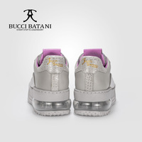 BUCCI BATANI Chaussures de skate pour hommes Rock Grey Leather Scabal Tige en tissu à lacets Semelle extérieure en caoutchouc XL SC070-E015