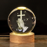Honneur du cristal, boule de cristal en verre lumineux gravée au laser 3D, décorations de table de bureau