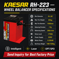 Équilibreuse de roues intelligente KAESAR RH-223 avec fonction OPT SPO, indication laser double, précision de 1g, pour roues de 10 à 26 pouces