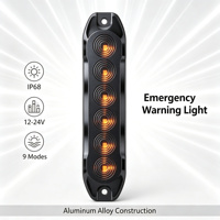 Luz Estroboscópica de Advertencia Delgada de 6 LED para Montaje en Superficie, 130 mm, 10 W, 9 Modos de Destello, Lámpara Intermitente Impermeable para Camiones, Furgonetas, Autobuses y Remolques