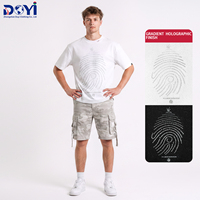 T-shirt à manches courtes pour homme, tissu étoilé, dégradé laser pour impression de texte, noir, 100% coton, col rond, streetwear, surdimensionné