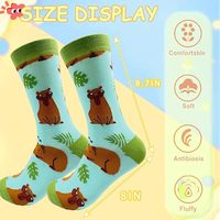 Chaussettes de cheville Capybara bleu clair vert personnalisables Mode de rue unisexe avec logo sur la manchette pour vêtements décontractés et cadeaux