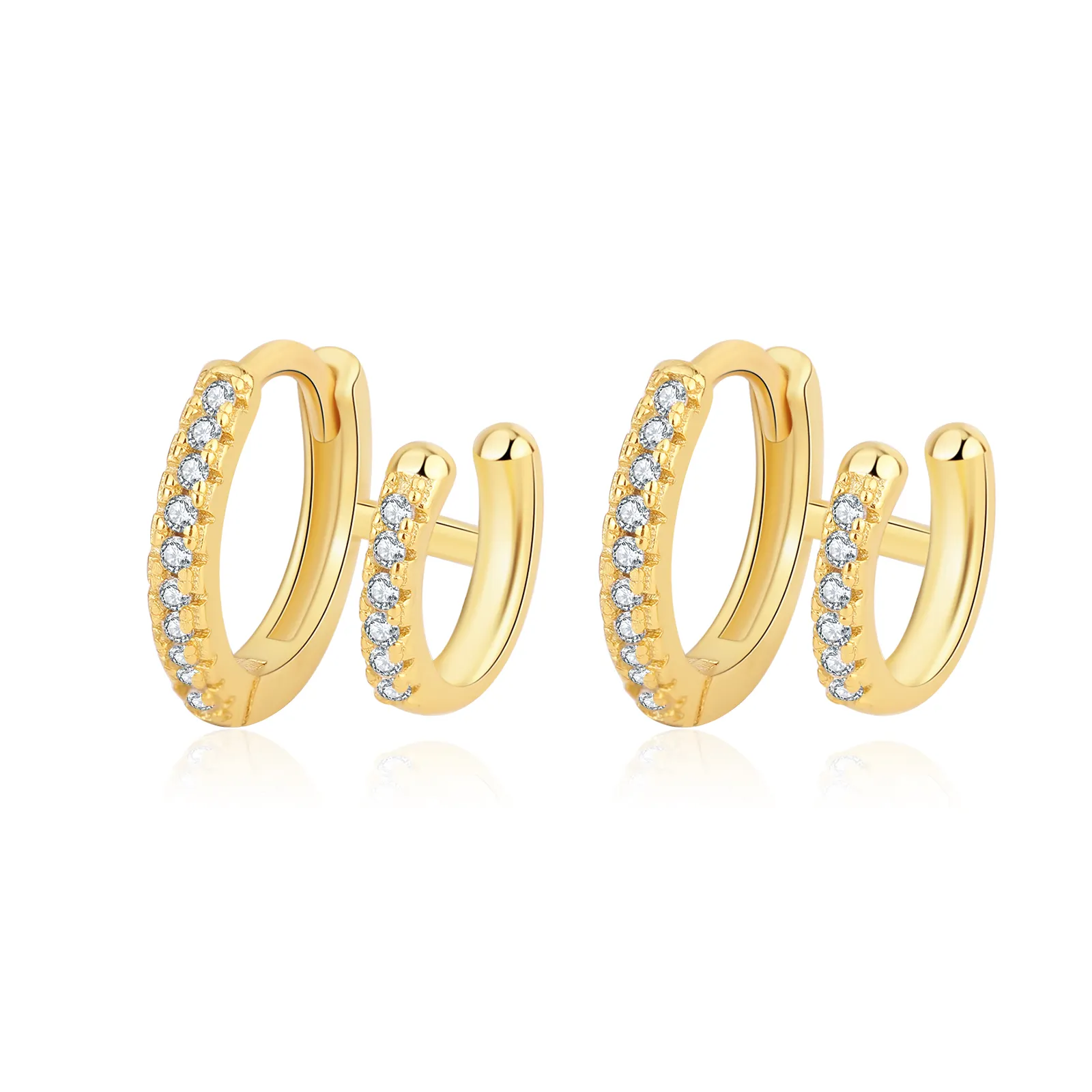 Designer Earrings Popular Brands Double Layered Hoop Earrings Zircon Women Gold Plated Earrings