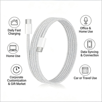 Kabel USB C ke C Tahan Lama PD 60W Pengisian Cepat, Berwarna-warni, Terbuat dari Bahan Kepang, Panjang 1M 2M, dengan Uji Ayunan 8000, dan Inti Tembaga Murni untuk Ponsel Tipe-C