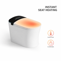 Toilette intelligente sans réservoir, bidet électrique automatique, siège chauffant, design moderne, télécommande incluse, siphon en S, double chasse d'eau