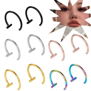 Bijoux en acier inoxydable 316L : Anneaux de nez et d'<span class=keywords><strong>oreille</strong></span> pour septum, fausses créoles sans perçage, boucles d'oreilles punk, clous d'<span class=keywords><strong>oreille</strong></span> et manchettes d'<span class=keywords><strong>oreille</strong></span> - Product Image 5
