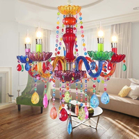 Lustre moderne de luxe en cristal coloré, luminaire suspendu à LED en forme de bougie pour bar, salon, hôtel, éclairage d'ambiance