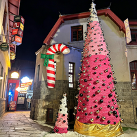 Décoration de Noël gonflable géante en forme de canne à sucre bleue avec nœud, en tissu Oxford, pour extérieur, jardin, fête, événement, exposition