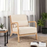 Moderne Akzents tühle Massivholz Lounge Kissen Stoff Sessel für Wohnzimmer