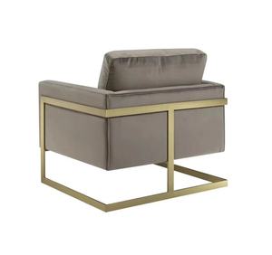 Contemporary <strong>Light</strong> <strong>Blue</strong> Soft Woven Fabric Upholstered <strong>Armchair</strong> with Gold Open Box Metal Frame for Living Room Chairs - Product Image 3