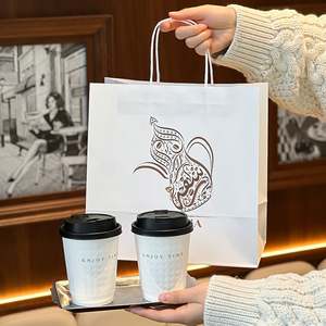 Bolsas de Papel Kraft Biodegradables Ecológicas con Asa y Logotipo Personalizado para Café, Leche, Té, Compras, Empaquetado al por Mayor - Product Image 6