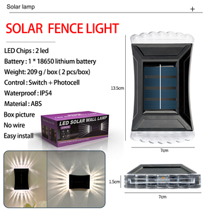 Lampes murales LED solaires pour clôture, haut/bas, étanches IP65, pour utilisation en <span class=keywords><strong>extérieur</strong></span> dans la <span class=keywords><strong>maison</strong></span>, le jardin, la cour, le garage, le porche - Product Image 6