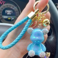 Peluche ours en peluche très populaire avec porte‑clés en diamant, pendentif créatif, porte‑clés tendance, cadeau, accessoire