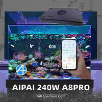 AIPAI 240W Full Spectrum LED Aquarium Light Beads A8SE/A8Pro WiFi APP Controlled pour Fish Tank & Reef Marine Coral Reef Boxed