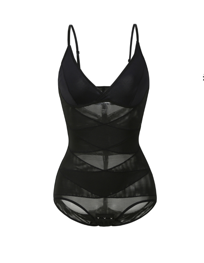 Adjustable-Strap Tummy-Control Thong (180): side profile showing zones and edge stability