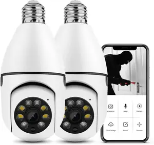 كاميرا مراقبة لاسلكية طراز V380 Pro مزودة بمصباح PTZ موديل E27 تتبع تلقائي 360 درجة تعمل بالواي فاي ومخفية كاميرا مراقبة شبكية مزودة ببطاقة ذاكرة