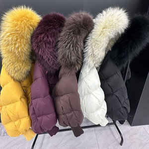Parka Invernale da Donna <span class=keywords><strong>Oversize</strong></span> con Cappuccio e Collo in Vera Pelliccia di Volpe, Imbottito in Piumino d'Oca Bianco, Maniche in Maglia, Cappotto Spesso e Caldo - Product Image 4