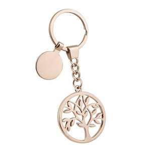 Portachiavi Albero della Vita in oro rosa con pietre verdi e bordo in cristallo per chiavi dell'auto - Product Image 2