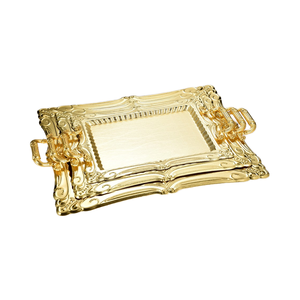 Hiện Đại 3-Mảnh Vàng Kim Loại Hình Chữ Nhật Phục Vụ Khay Đặt Sang Trọng Sang Trọng Thân Thiện Với Môi Cho Nhà Khách Sạn Hoặc Nhà Hàng - Product Image 1