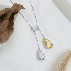 สร้อยคอเพชรเม็ดรูปลูกแพร์ 2 กะรัต ทองคำขาว 18k รุ่น MSN-934 จาก Messi Jewelry ออกแบบตามสั่ง - Product Image 2