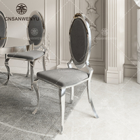 Chaises de salle à manger en acier inoxydable de couleur gris argenté, style nordique moderne et luxueux, pour banquets, mariages, hôtels, bars et événements