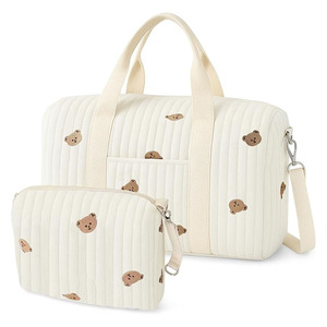 Grande sacoche de maternité pour maman, <span class=keywords><strong>sac</strong></span> à <span class=keywords><strong>langer</strong></span> pour poussette, <span class=keywords><strong>sac</strong></span> de voyage pour bébé, en polyester brodé avec fermeture éclair, simple et résistant à l'eau - Product Image 1
