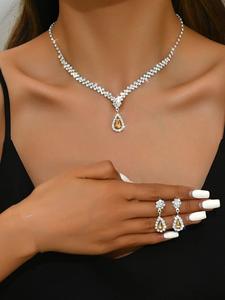 Ensemble de <span class=keywords><strong>collier</strong></span> et de boucles d'oreilles à fleurs simples et élégants, style vintage, bijoux plaqués argent pour les femmes, fiançailles, anniversaires, fêtes - Product Image 6