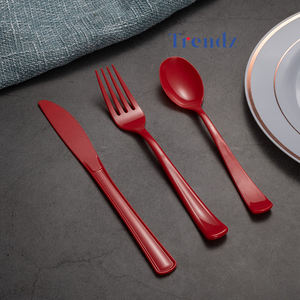 Trendz赤黒白カラフルプラスチック使い捨てパーティーカトラリー使い捨てスプーンフォークナイフセット - Product Image 1