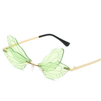 Nouvelle arrivée sans monture dégradé lentille papillon nuances lunettes de soleil Cosplay papillon mode lunettes de soleil Solbriller