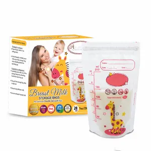 Emballage réutilisable refermable pour lait maternel, pochette imprimée, fermeture à glissière personnalisée, Logo, sac de rangement pour lait maternel