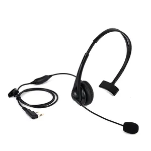 Headset Earphone Radio Dua Arah 2 Pin dengan MIK Boom Kompatibel dengan UV-5R Kenwood Baofeng 888S Walkie Talkie