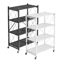 Étagères métalliques pliables, étagères de rangement pliables avec roulettes, pas d'assemblage nécessaire, étagères en acier pour garage, cuisine