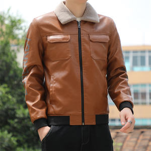 Customized logo 025 autumn new waxed sheepskin <b>leather</b> <b>leather</b> men's middle-aged lapel casual <b>leather</b> jacket <b>coat</b> comfortable - Product Image 2